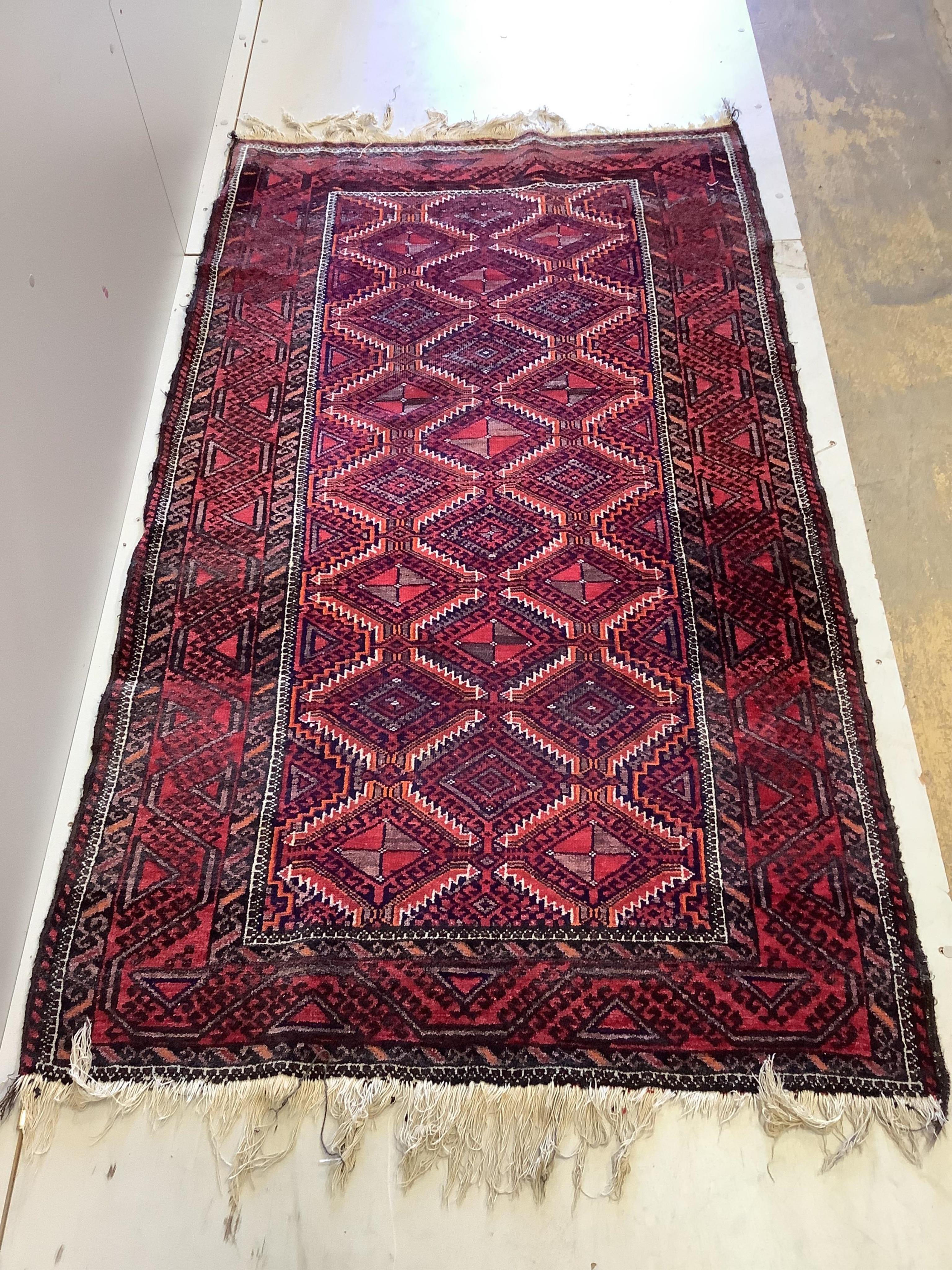 Three assorted Persian rugs, largest 190 x 128cm. Condition - fair